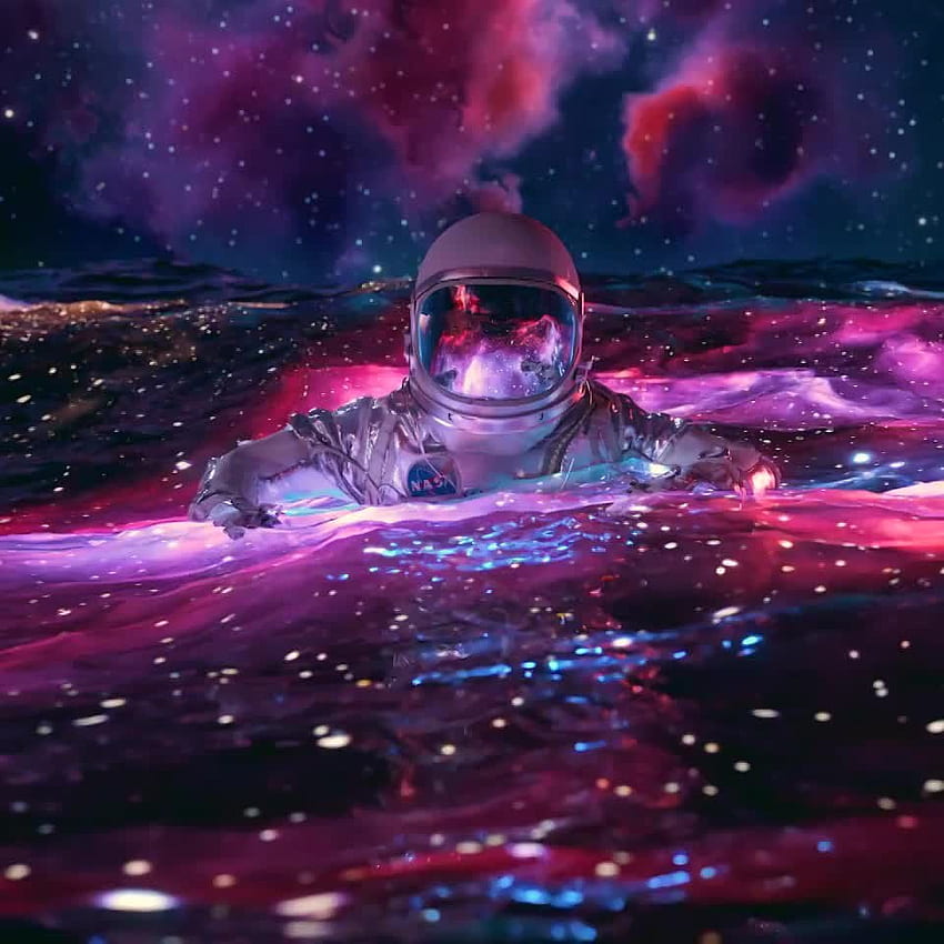 내 최신 루프 gif 'Floating In Space': woaude, Astronaut In The Ocean HD 전화 배경 화면