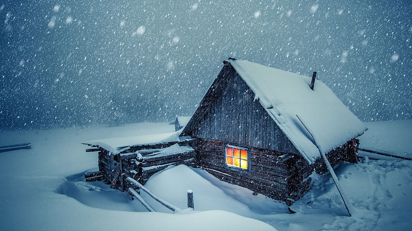 house light, winter, snowfall, , , background, b0fd69, Night Snowfall HD wallpaper