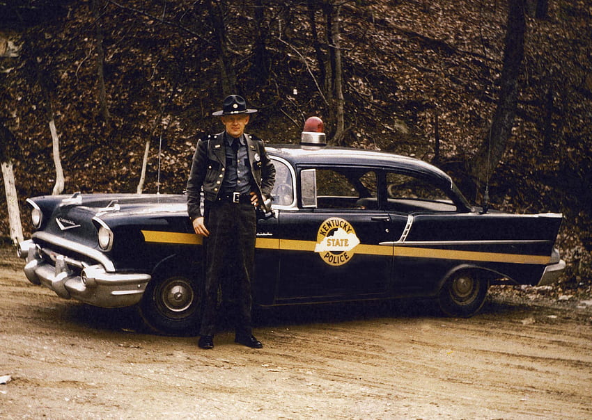 1957 auto della polizia chevrolet, classico, chevrolet, auto della polizia, auto, auto Sfondo HD