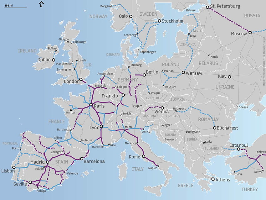 Europe Rail Map 16 994 - Europe HD wallpaper | Pxfuel
