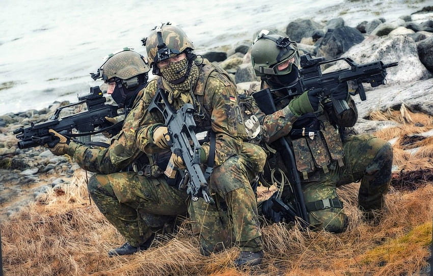 trawa, Niemcy, żołnierze, karabin, wyposażenie, szturm, Bundeswehra, HK G36 dla , sekcja мужчины Tapeta HD