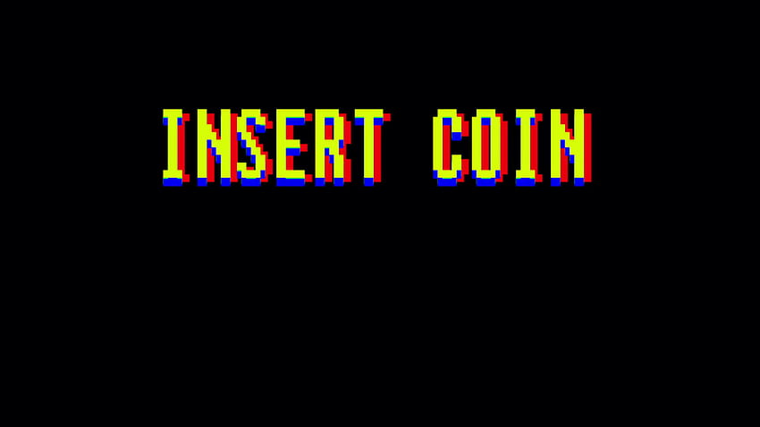 Inserte la Coin Classic Arcade. Game Over en títulos de texto. Estilo clásico de videojuegos arcade, vintage y retro. También disponible en una versión procesada a través de ... fondo de pantalla