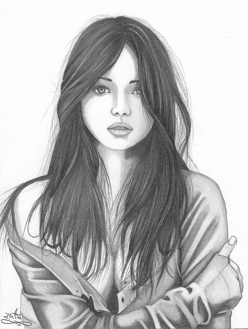 Beautiful Girl Sketch . Muhammad Zakky. Muhammad Hanafi, Charcoal Sketch of A Woman HD phone wallpaper