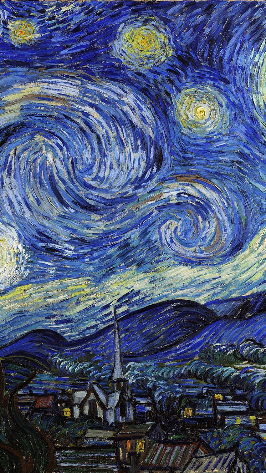 Vincent Van Gogh Notte stellata Pittura classica Arte Illust Sfondo del telefono HD