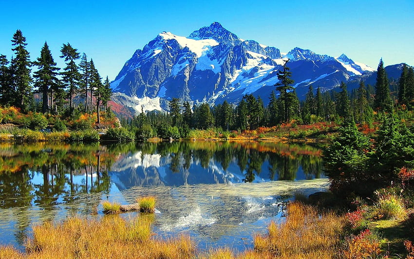 Natur, Bäume, Berge, Herbst, See, Schleim, Tina HD-Hintergrundbild