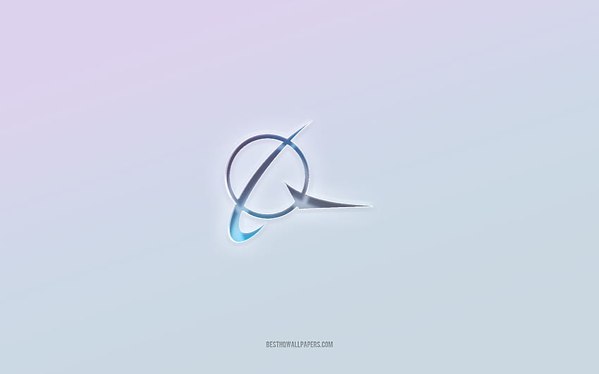 Лого на Boeing, изрязан 3d текст, бял фон, лого на Boeing 3d, емблема на Boeing, Boeing, релефно лого, емблема на Boeing 3d HD тапет