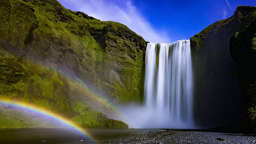 Skogafoss waterfall Iceland, Iceland Dual Monitor HD wallpaper