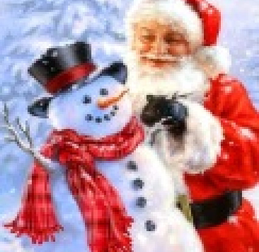 Salam Natal, musim dingin, liburan, Tahun Baru, manusia salju, benda aneh yang dikenakan orang, lukisan, santa claus, manusia salju, cinta empat musim, salju, natal, dan tahun baru Wallpaper HD