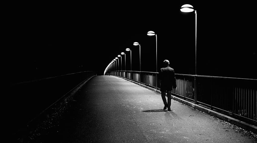 Alone Alone - Street Lights Black And White is for s & ba. Alone graphy, Night aesthetic, Alone boy , Dark Sad Alone HD wallpaper