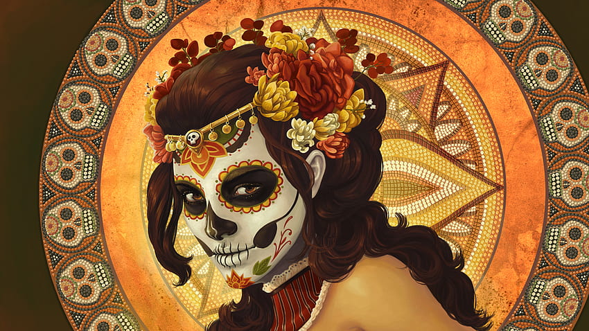 Dia de los Muertos, череп, 2 ноември, празник, Мексико HD тапет