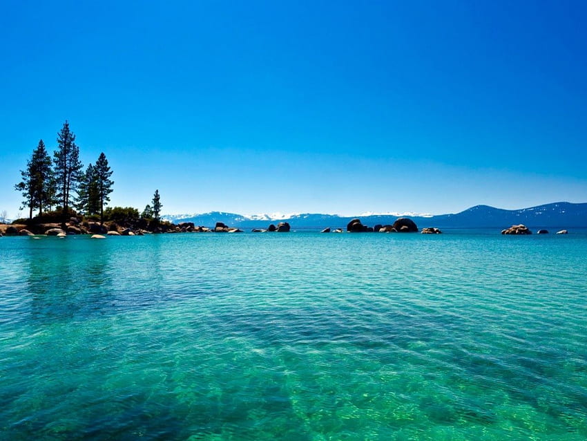 Lake Tahoe, ciel, nature, clair, eau, calme, lac Fond d'écran HD