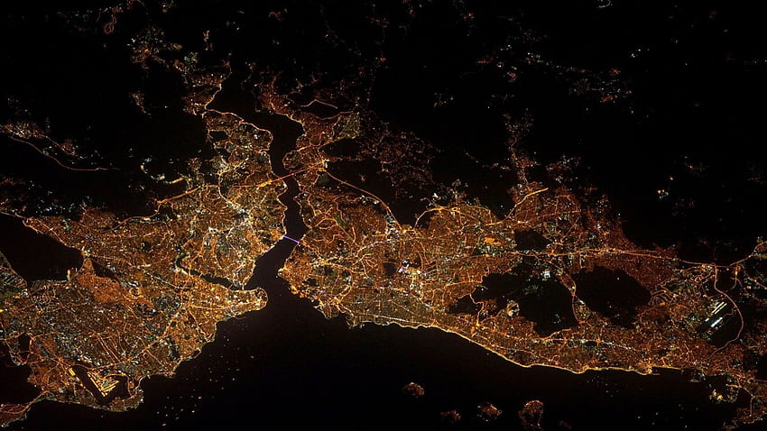 Istanbul by Night from Space and - HD wallpaper