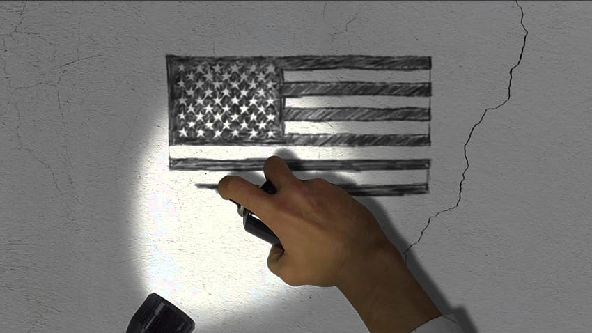 細い青い線 アメリカの国旗 - LEO をサポート 高画質の壁紙