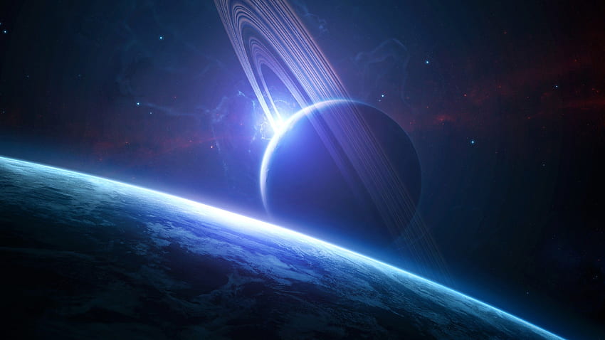 Saturn, Ring, Planet, digitale Kunst, Erde HD-Hintergrundbild