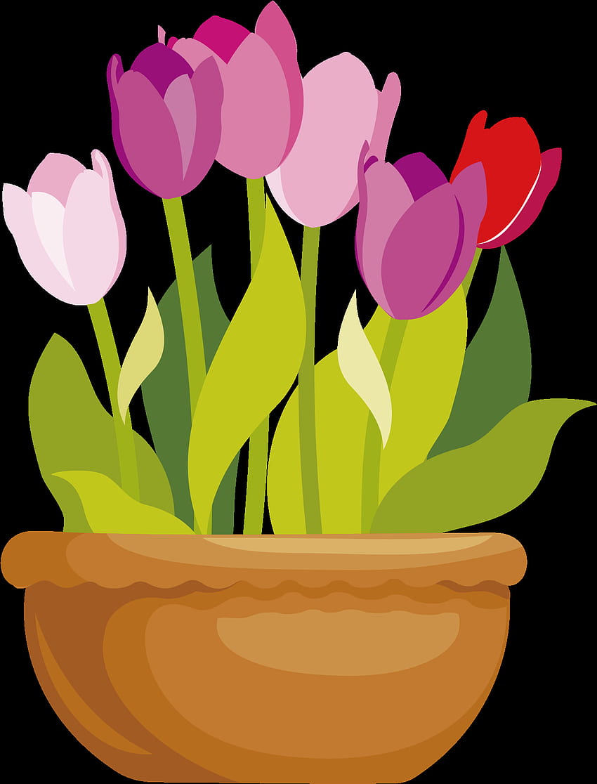 Flowerpots Clipart Pink Flower Pot Cartoon Png- Flower Pot Clipart Png - HD  phone wallpaper | Pxfuel