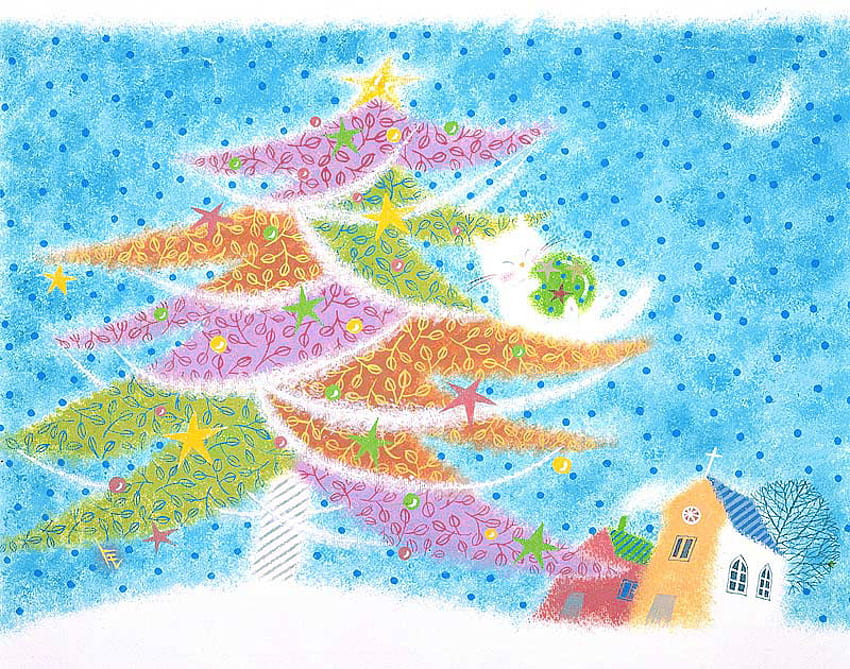 Quem cartão postal? Utsumi Tomoko, utsumi tomoko, arte, desenho, natal papel de parede HD