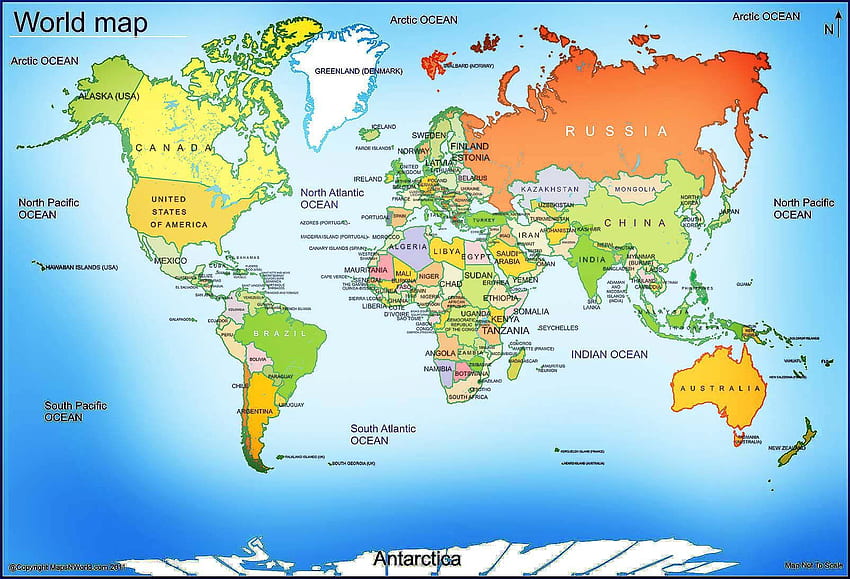 mapa-múndi - Grande . Mapa do mundo com países papel de parede HD