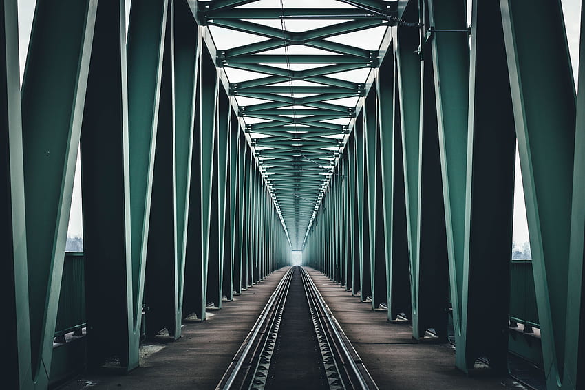 Symétrie, Chemin de fer, Minimalisme, Pont, Construction, Design, Hongrie, Budapest Fond d'écran HD