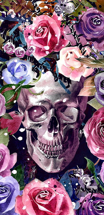 floral skull background