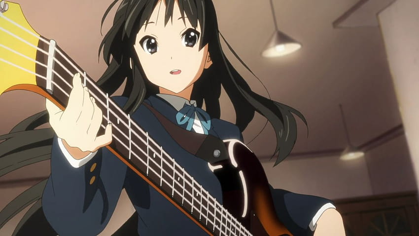 K ON! Guitars Akiyama Mio Smiling Open Mouth Anime Anime Girls . HD wallpaper