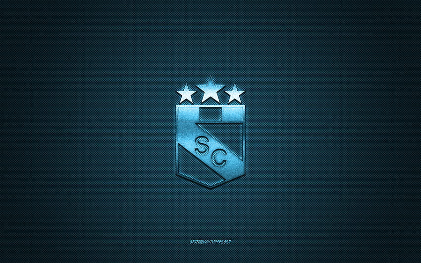 Club Sporting Cristal, peruanischer Fußballverein, blaues Logo, blauer Kohlefaserhintergrund, Liga 1, Fußball, peruanische Primera Division, Lima, Peru, Club Sporting Cristal-Logo HD-Hintergrundbild