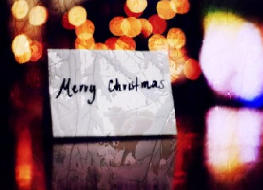 carte avec des moutons au milieu-Joyeux Noël, hiver, carte de Noël, lumières, neige, mouton, carte Fond d'écran HD