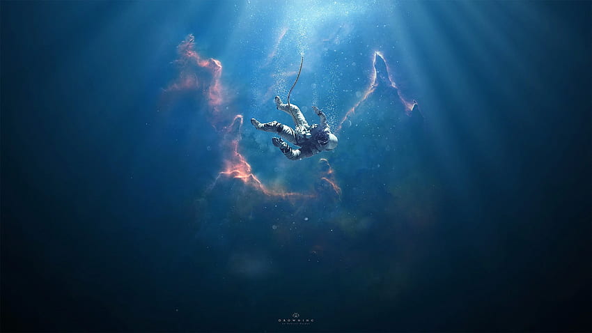 Astronauta che annega in modo surreale []:, Astronauta nell'oceano Sfondo HD
