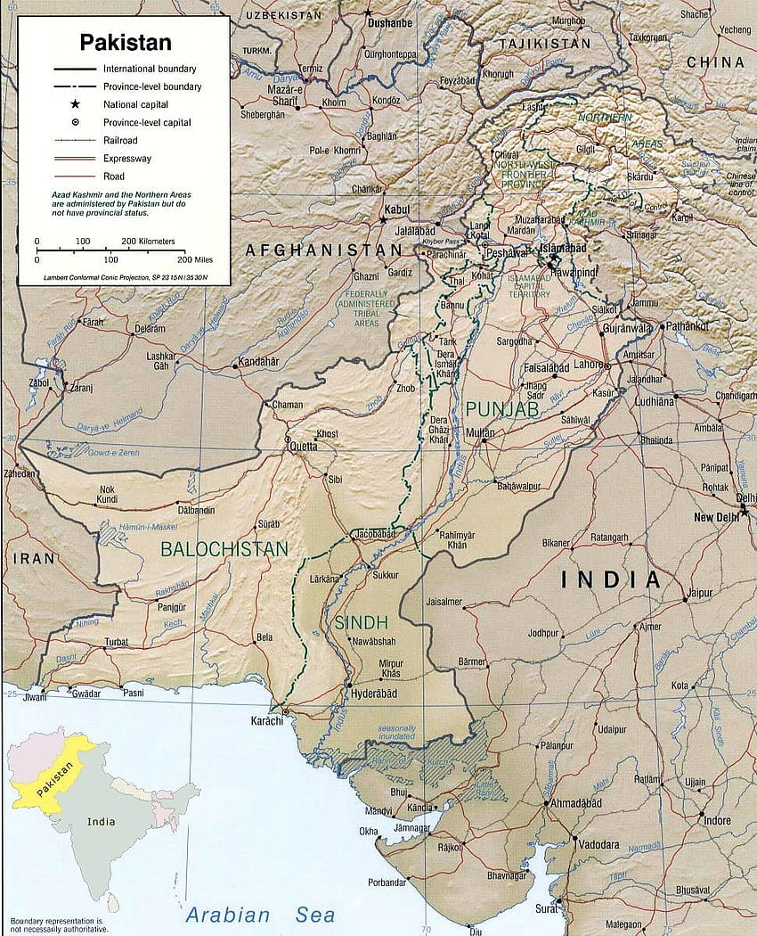 Duża Mapa Pakistanu - Mapa Pakistanu w Wysokiej Rozdzielczości Tapeta na telefon HD
