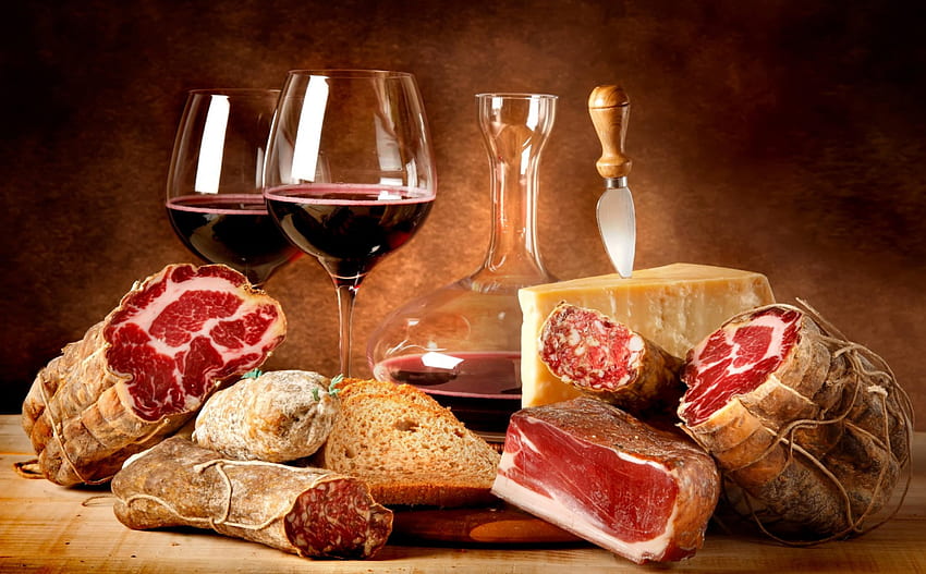 *** Yummy... ***, chese, glass, food, cnife, meet, wine HD wallpaper