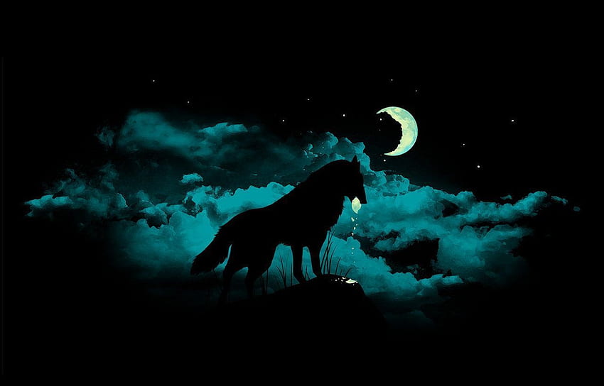 crescent moon wallpaper wolf