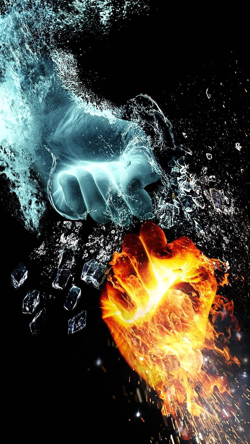 Water And Fire, Water vs Fire HD phone wallpaper