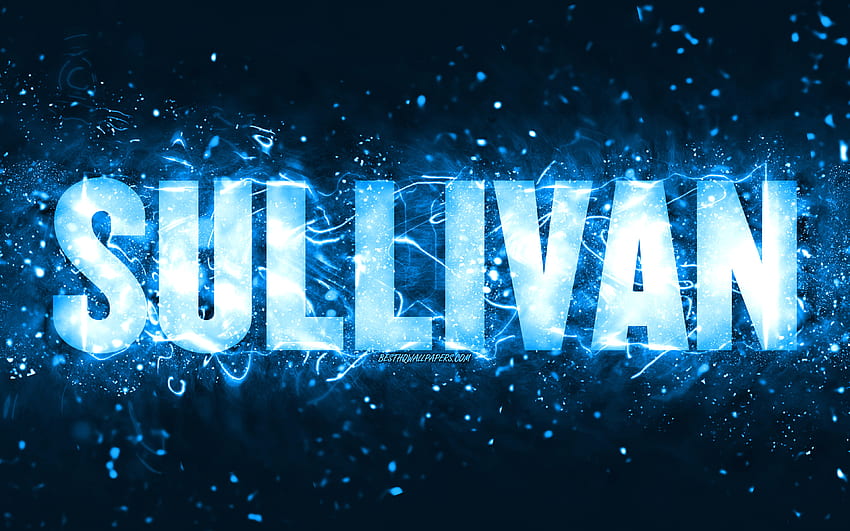 Happy Birtay Sullivan, , blue neon lights, Sullivan name, creative, Sullivan Happy Birtay, Sullivan Birtay, popular american male names, with Sullivan name, Sullivan HD wallpaper