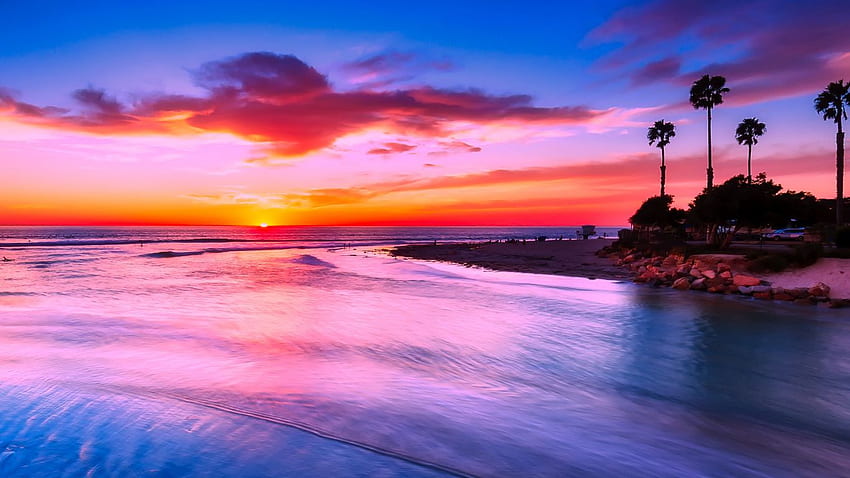 California Beach, Sunset HD wallpaper | Pxfuel