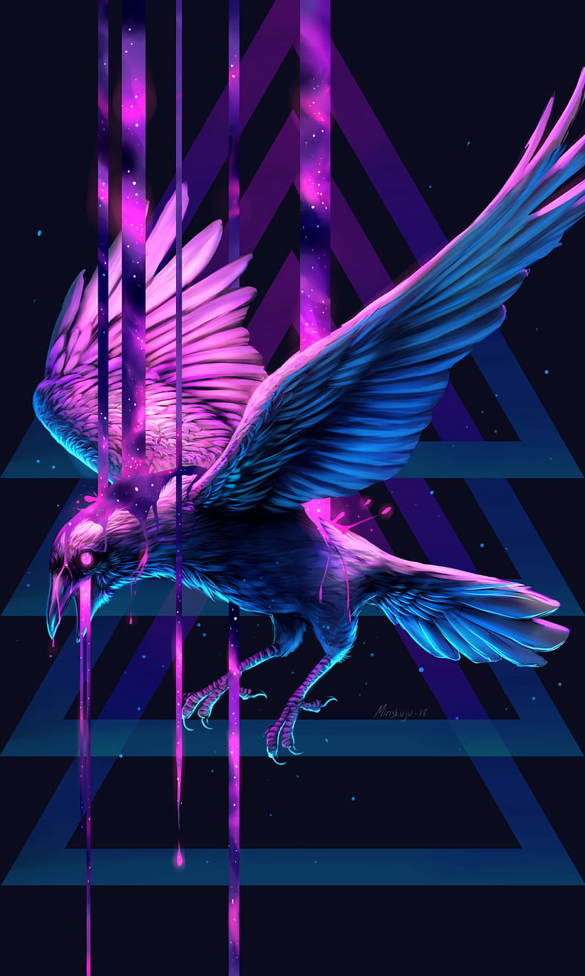 Raven, Bird, Art, Triangle, Paint, Fantastic - Raven HD phone wallpaper