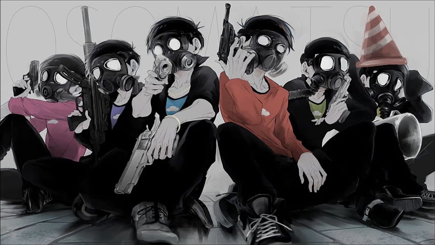 аниме, аниме момчета, противогази / и мобилен фон, аниме момче с газова маска HD тапет
