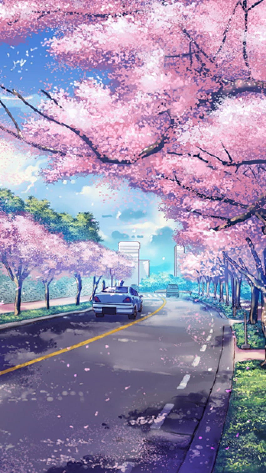 日本の美的アニメ - アニメ, ピンク 日本の美学 HD電話の壁紙