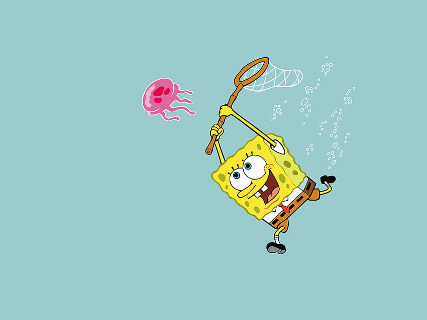 Spongebob w pogoni za meduzą, pogoń, meduza, kanciastoporty, spongebob Tapeta HD