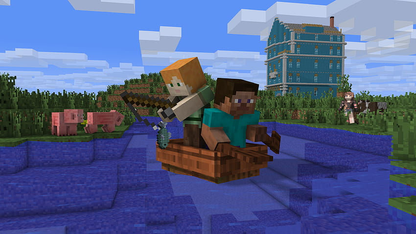 Minecraft Steve And Alex, Blue Minecraft HD wallpaper
