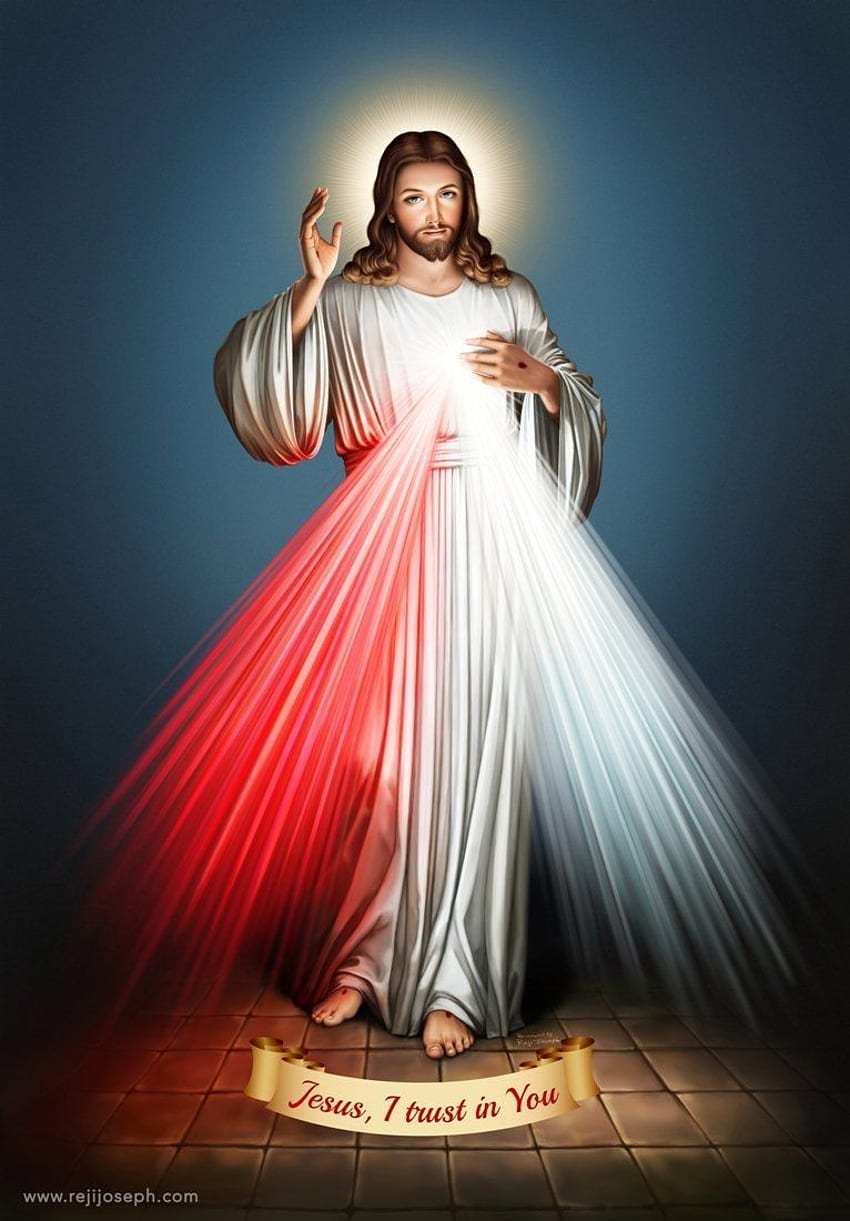 TOTAL HOME: ホット 3D 巨大壁画 The Sacred Heart of Jesus Mercy Light ポートレート 背景 テレビ ソファ 寝室 リビングルーム 装飾 (A3 サイズ 12インチ x 18インチ) HD電話の壁紙