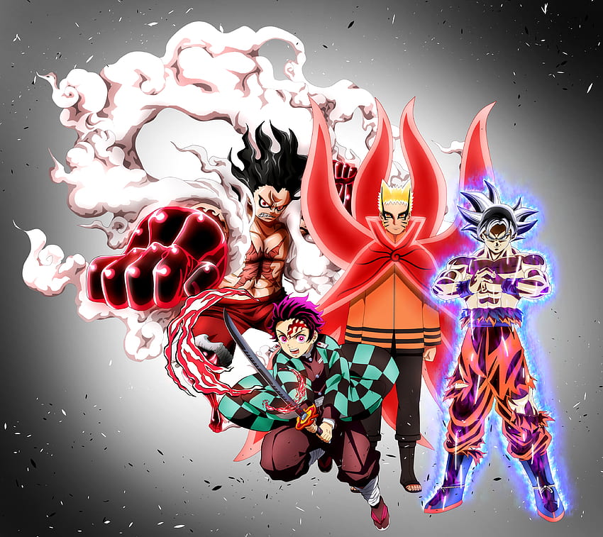 Naruto, Tanjiro Kamado, Monkey D. Luffy, Luffy, Uzumaki, kimetsu no yaiba, boruto, smocza kula, wirusowe, , jeden kawałek, anime Tapeta HD