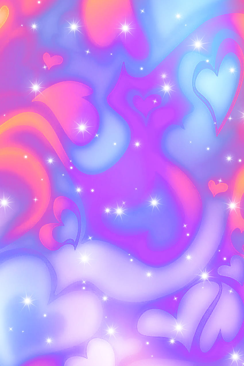Hearts, love, pink, neon, purple, cute HD phone wallpaper