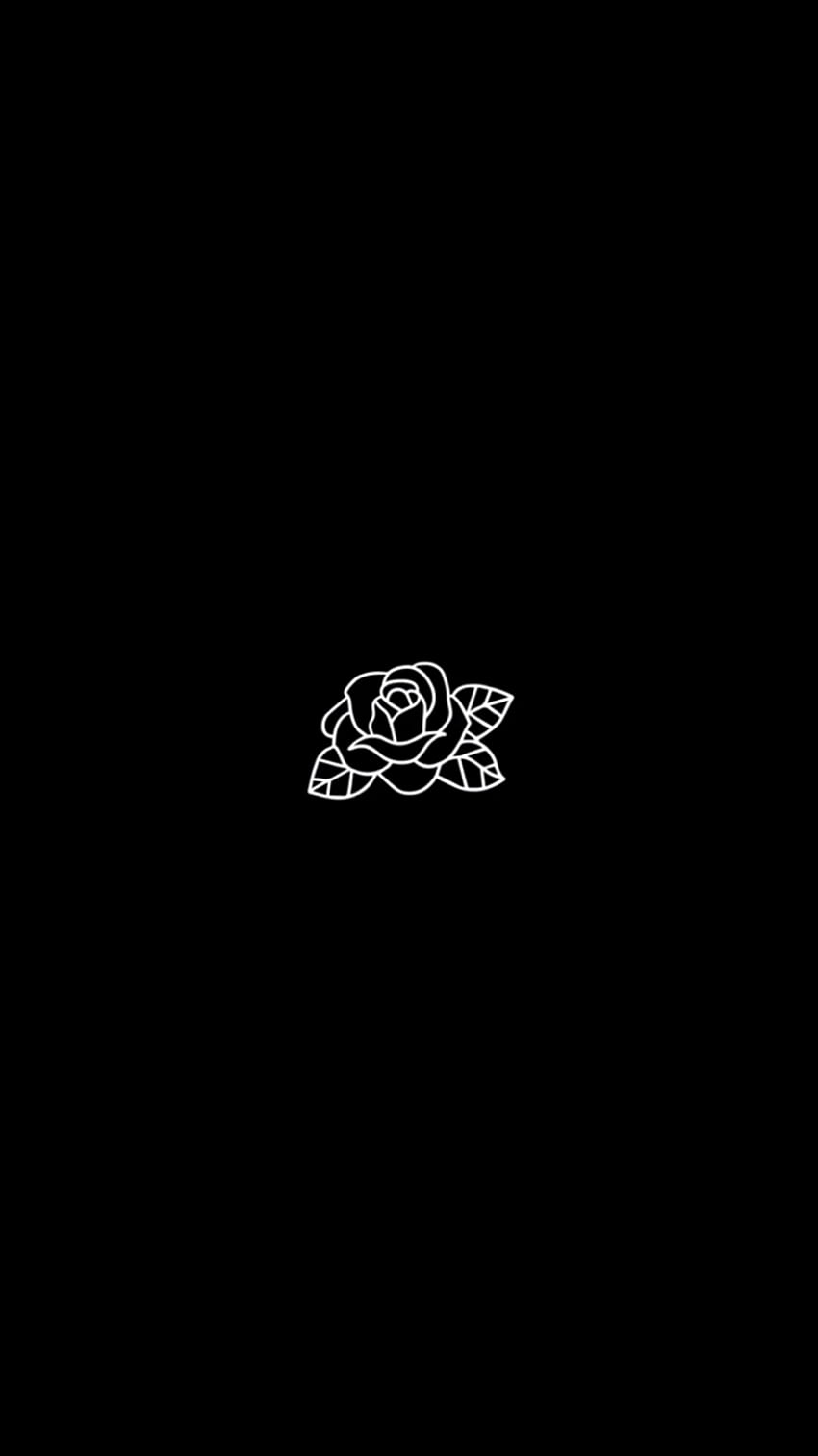 Естетика на тъмни рози, рисунка на черна и бяла роза HD тапет за телефон