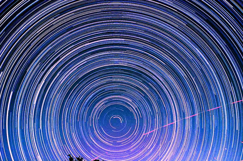 Star Trails, night, trails, space, sky, stars HD wallpaper
