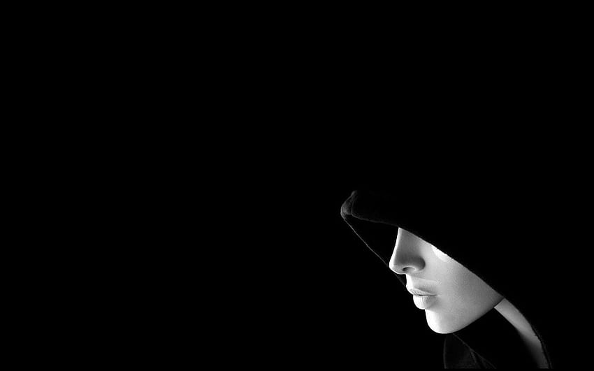 Monochrome hooded woman. [] :, Black Hoodie HD wallpaper