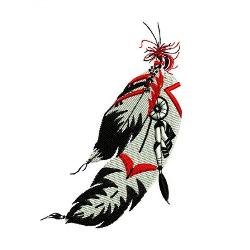 Design de bordado ocidental de penas de índio nativo americano Papel de parede de celular HD