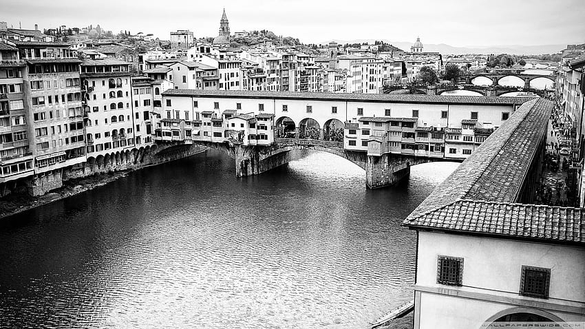 Ponte Vecchio bridge in Florence, Italy Ultra Background for U TV : & UltraWide & Laptop : Multi Display, Dual Monitor, Italy Black and White HD wallpaper