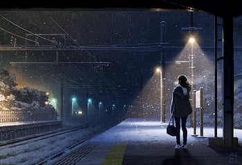 HD wallpaper: anime, train, landscape, train station | Wallpaper Flare