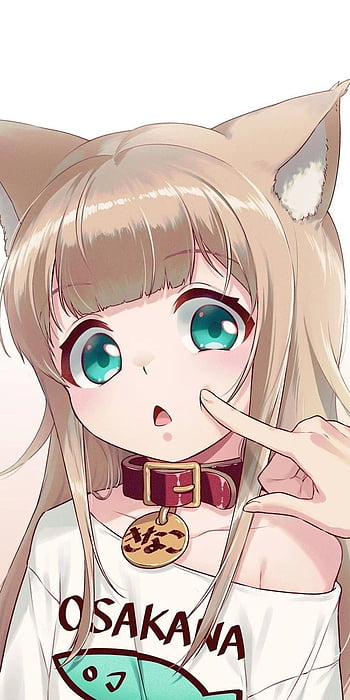 Cute aesthetic anime profile picture with a catgirl