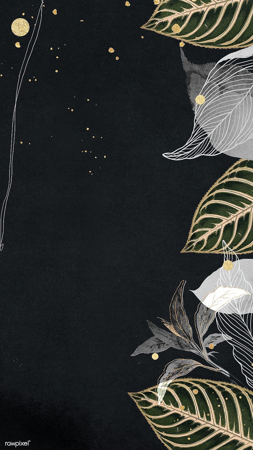 premium illustration of Detailed botanical gold leaf mobile phone, Simple HD phone wallpaper