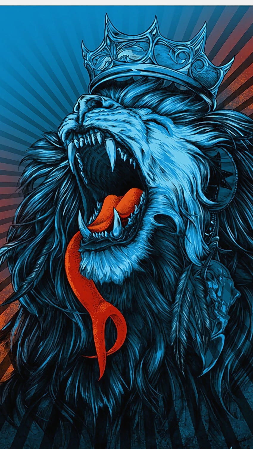 Leao Lion Lion Art Arte Digital - Rei, Leão com Coroa Papel de parede de celular HD
